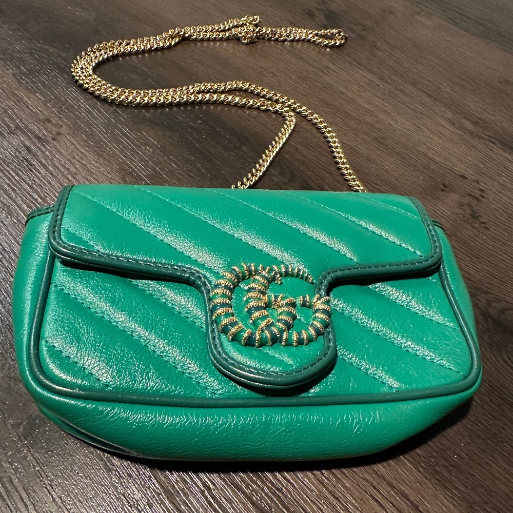 Gucci green gg mini bag